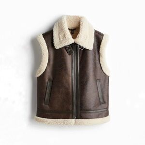 H&M Cream Shearling Vest